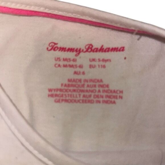 *New* Tommy Bahama White Pink Flamingo Top & Striped Shorts Set Girls M/S - Picture 2 of 9